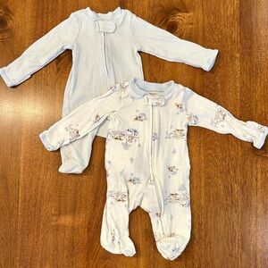 Carter's Light Blue and White Striped Footies with Animal Print